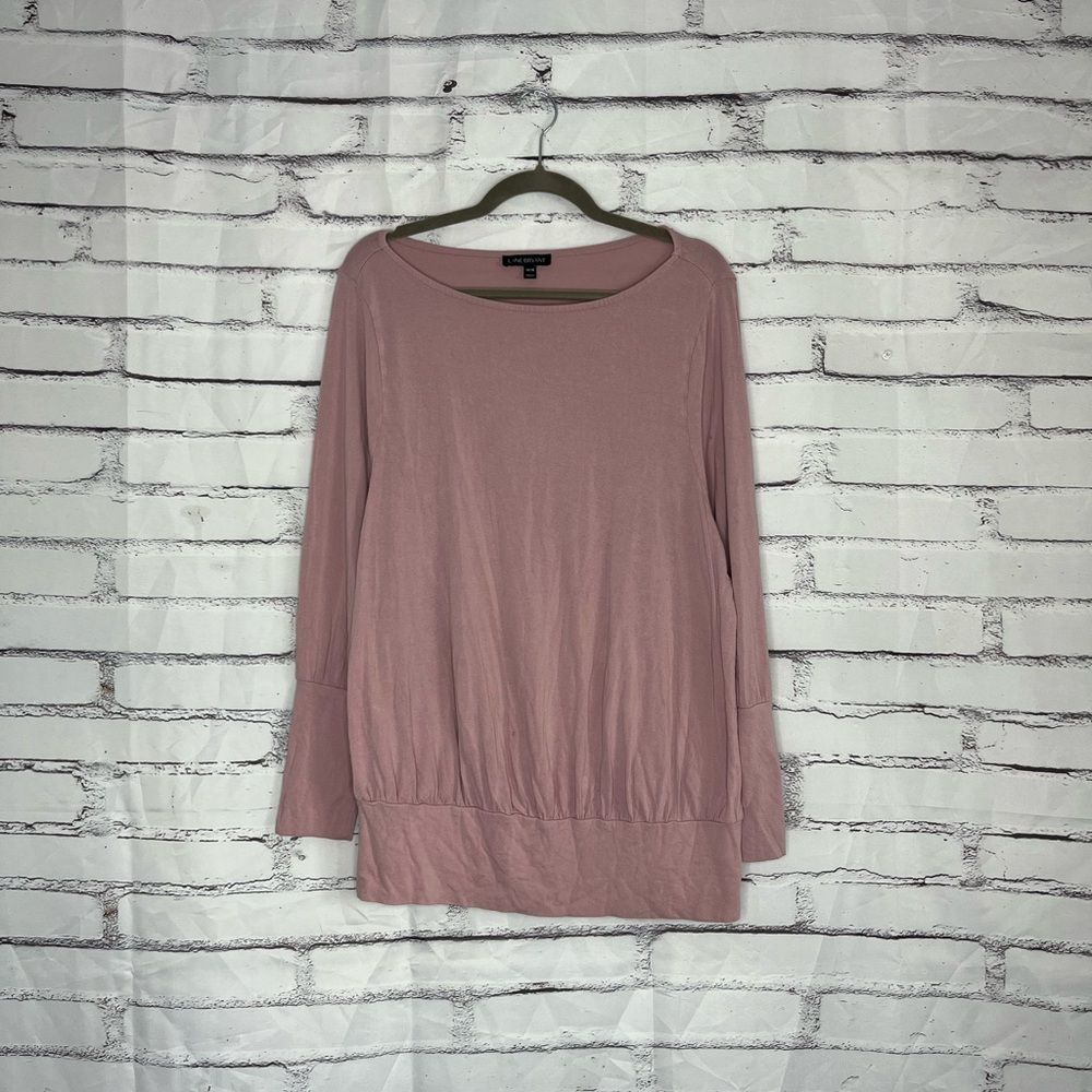 Lane Bryant Pink Tunic Top Long Sleeve Scoop Neck Band Hem Women’s 14/16 Stretch
